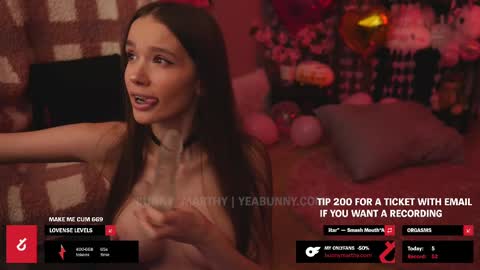 Snapshot of bunny_marthy chatting on February 14, 6:51 pm Maddie Next stream online show from February 14, 6:51 pm