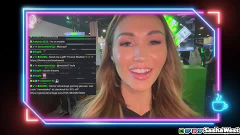 Snapshot of neomotoko chatting on February 8, 2:47 am Sasha West online show from February 8, 2:47 am