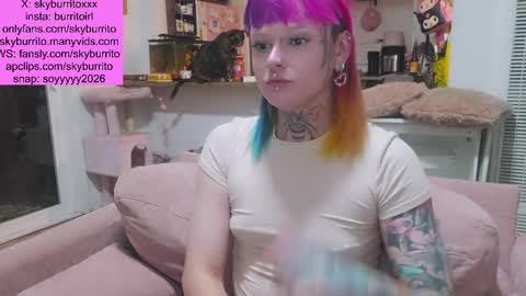 Snapshot of queer_burrito chatting on May 23, 4:39 am Sky Burrito online show from May 23, 4:39 am