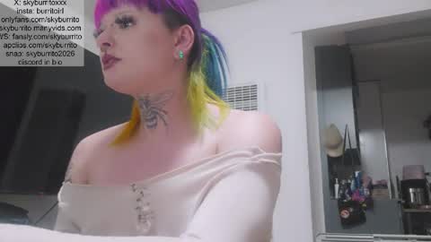 Snapshot of queer_burrito chatting on June 4, 4:07 am Sky Burrito online show from June 4, 4:07 am