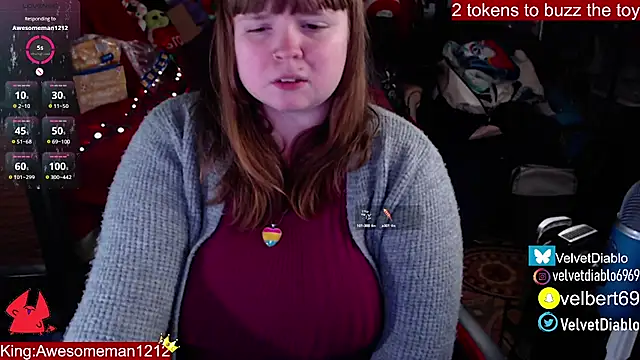 Snapshot of VelvetDiablo chatting on January 22, 4:44 am VelvetDiablo online show from January 22, 4:44 am