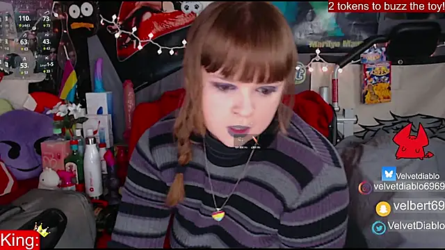 Snapshot of VelvetDiablo chatting on January 23, 1:08 am VelvetDiablo online show from January 23, 1:08 am